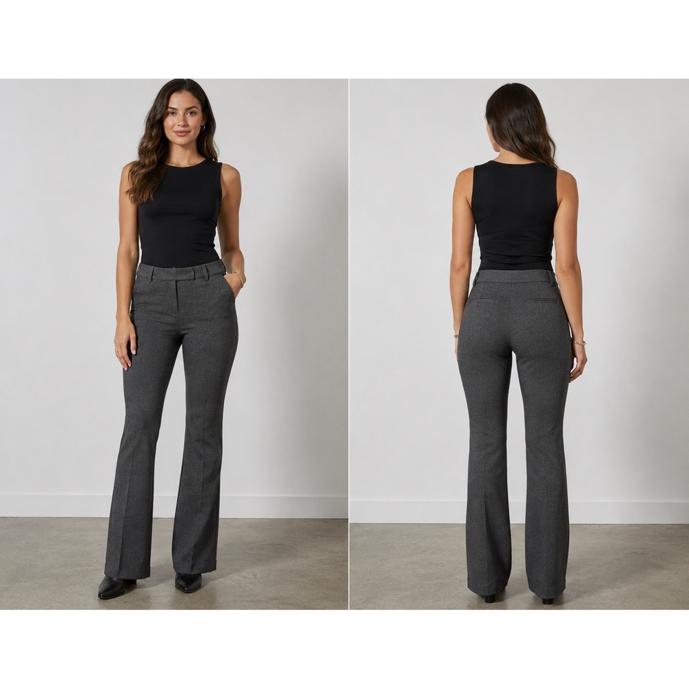 Express Columnist Gray Mid Rise Flare Dress Pants 6R Charcoal Office Trousers - Picture 6 of 6